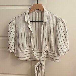 Chic Striped Tie-Front Blouse worn once like new